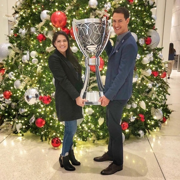 A picture of Joey Logano with his wife, Brittany Baca.